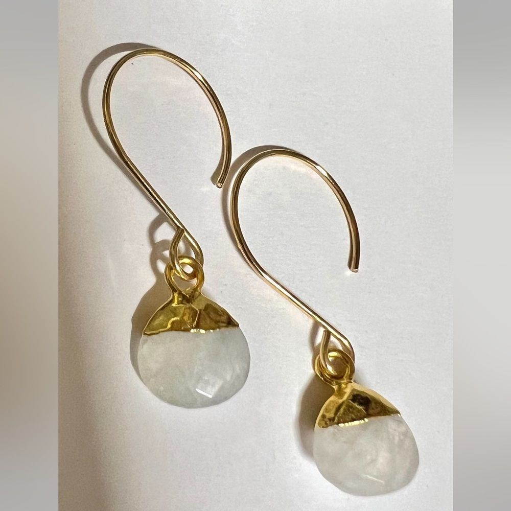 Moonstone genuine gemstone drop earrings.